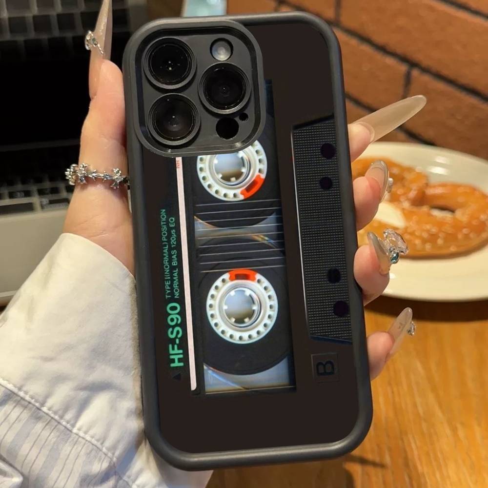 Vintage Cassette Tape Retro Phone Case For iPhone 17 16 15 14 13 12 11 Pro Plus Max Soft TPU Ladder Lens Protection Soft Cover
