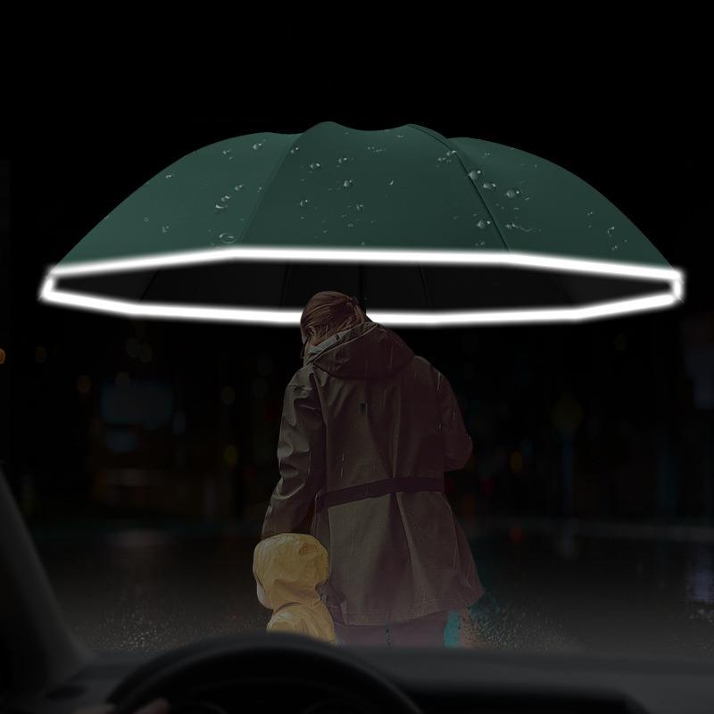 10K Double Bones Reverse Fully-Automatic Umbrella Men Women Large Windproof Reflective Stripe Umbrella Sunny and Rainy Umbrella