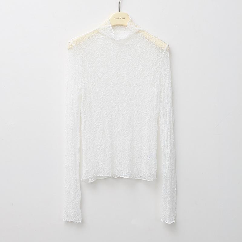 Spring Lace Design: Semi-High Neck Slim Top