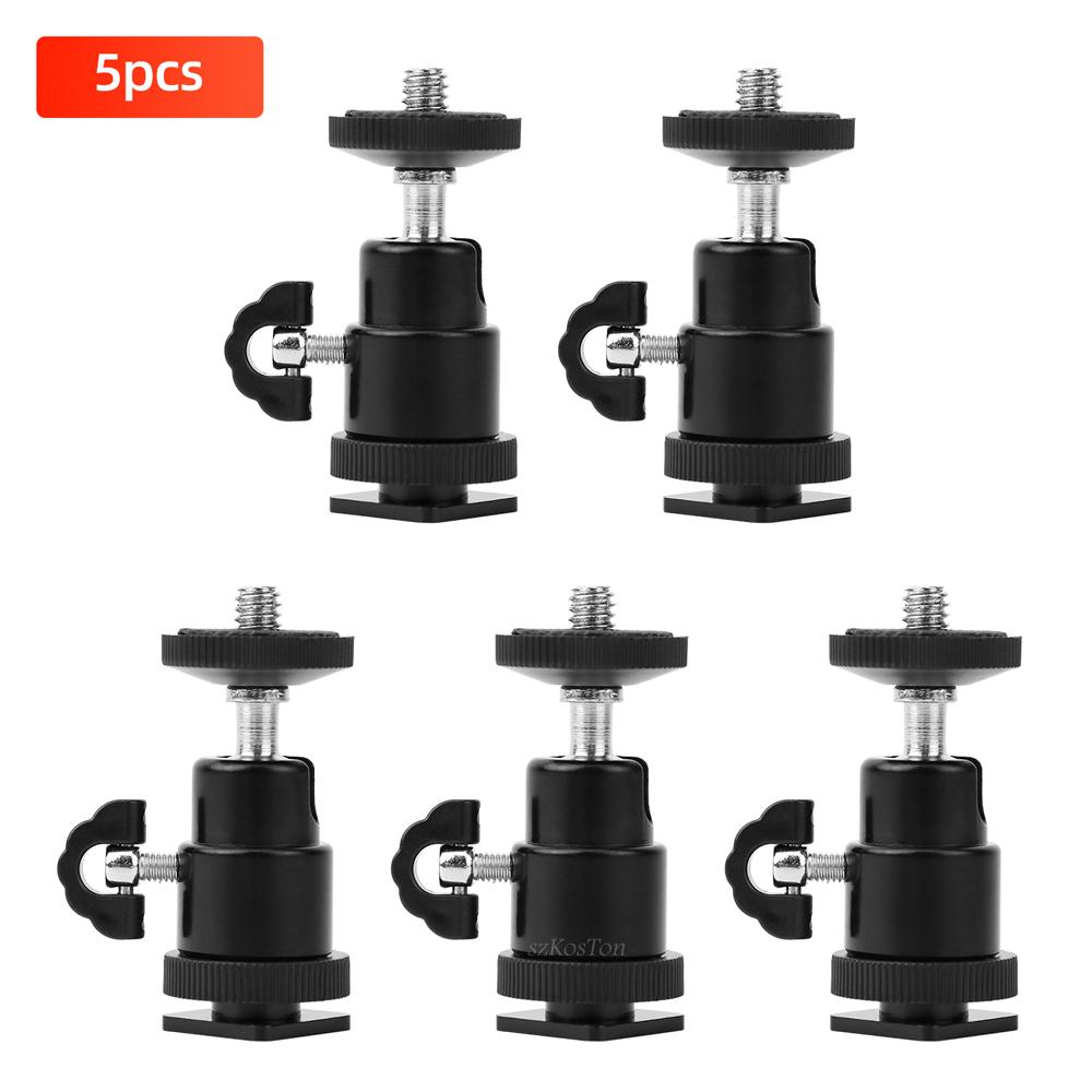 1/2/3/4/5 PCS Ball Head For Camera Tripod LED Light Flash Tripod Bracket Holder Mount 1/4 Hot Shoe Adapter Cradle for Canon Niko