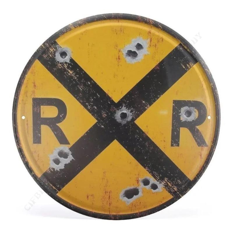 Vintage Round Train Tin Sign, Home Bar Cafe Garage Decor