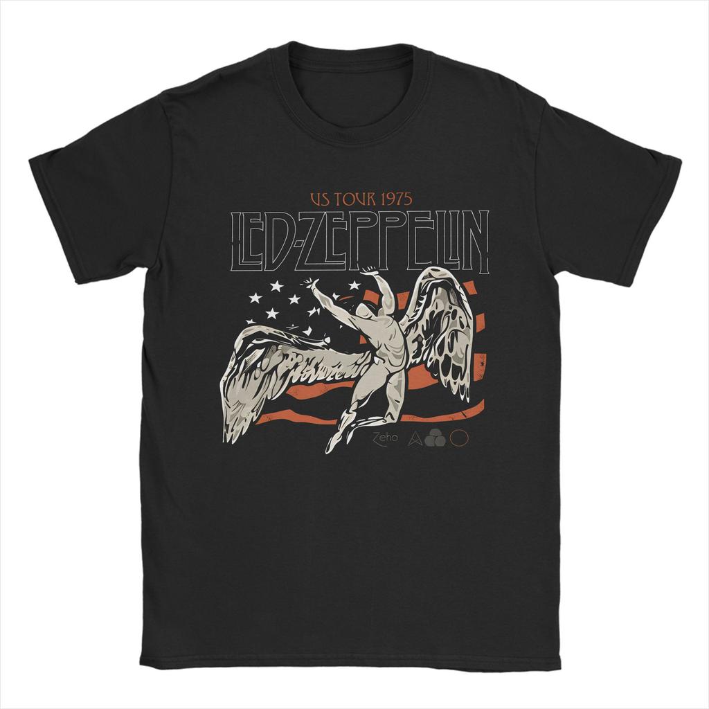 The Mother Ship Led Zeppelin TShirts Men  Vintage 100 Cotton Tees Round Collar Short Sleeve T Shirts Plus Size Tops