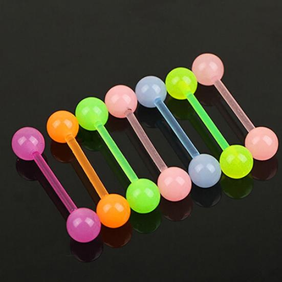 Bilancieri a sfera per piercing al corpo con borchie per lingua e naso luminosi alla moda punk da donna