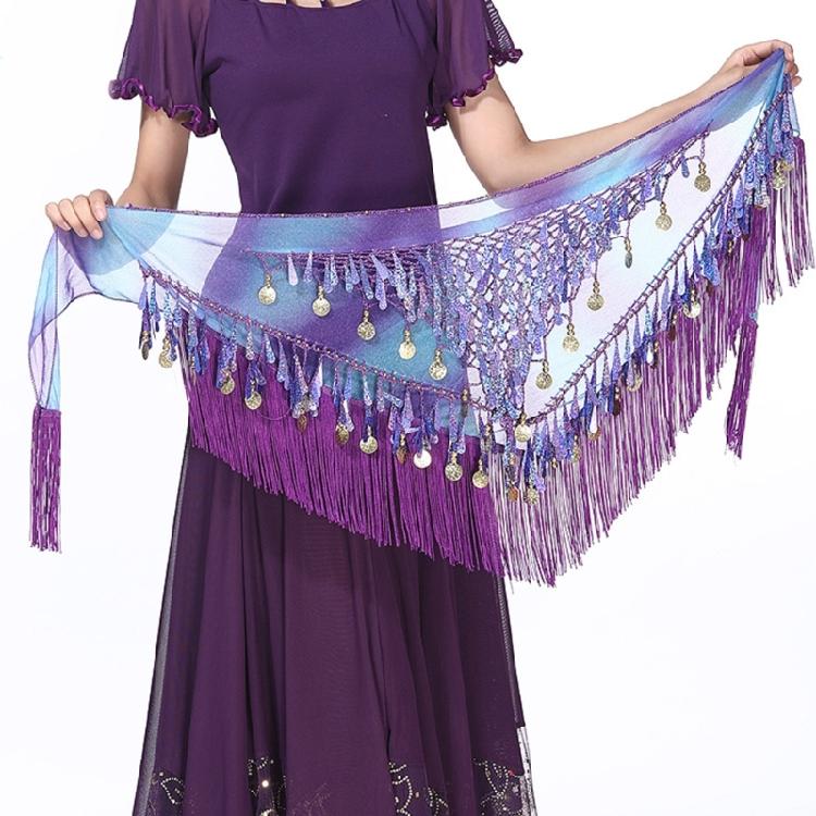 Flashy Belly Dancing Hip Wrap with Fringes Sparkly Waist Chain Hip Scarf