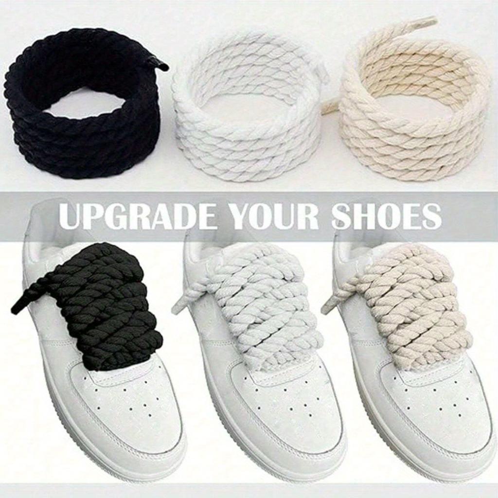 1pair Round Rope Shoelaces For Canvas Shoes, Skate Shoes, Sneakers Decoration