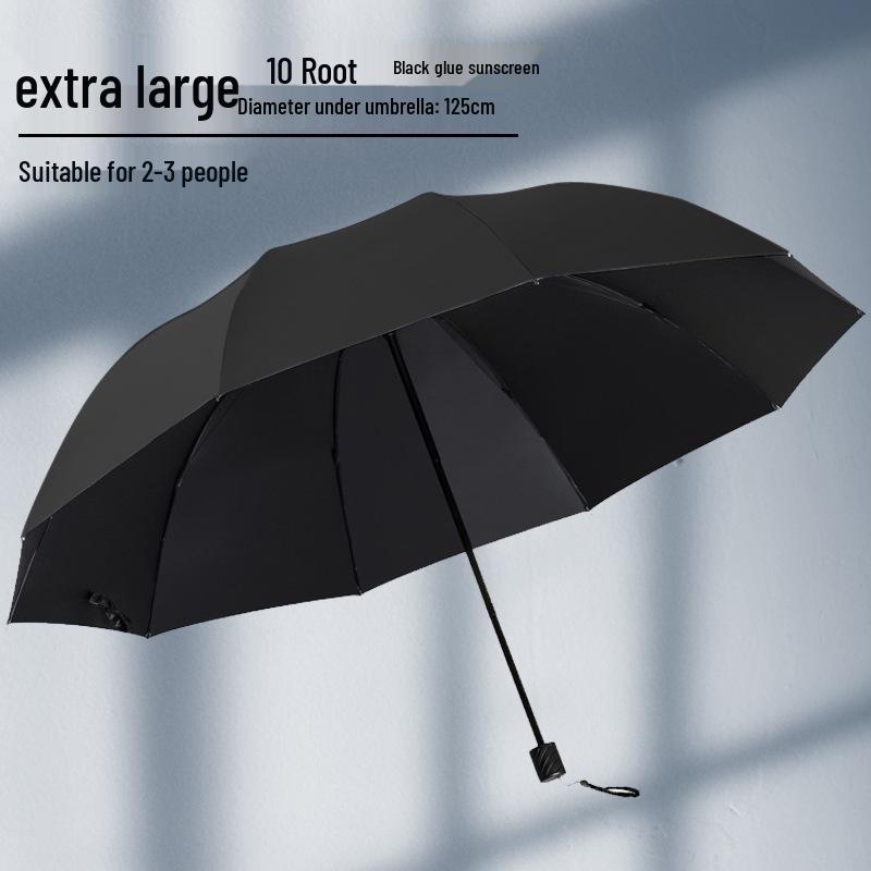 Extra Large Folding Umbrella for Two or Three People - Dual-Use for Sun and Rain with Sunscreen Sunshade