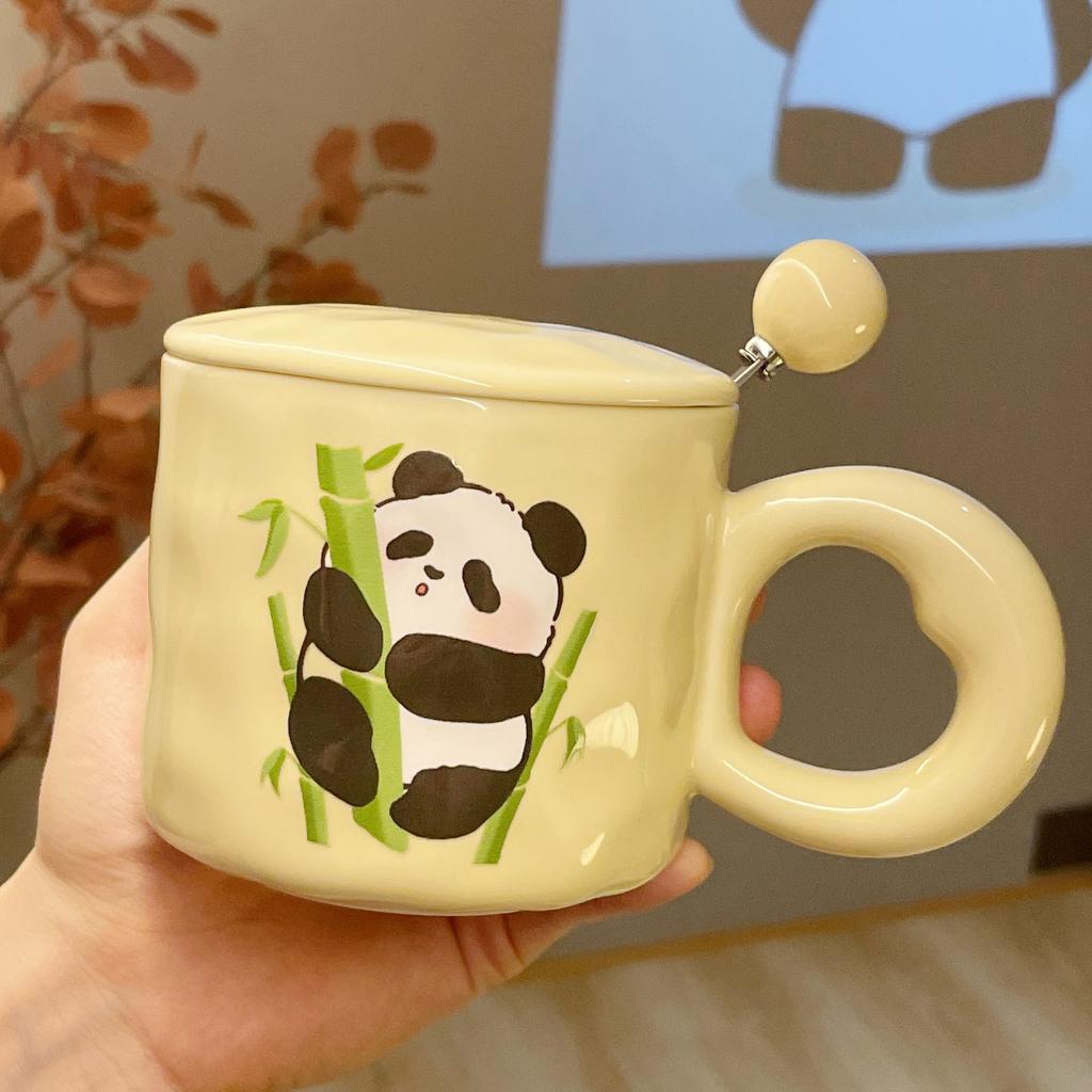 Graduation Gift for Teacher Souvenirs for Girls Ceramic Mug with Lid Panda Water Cup Practical Cup Men