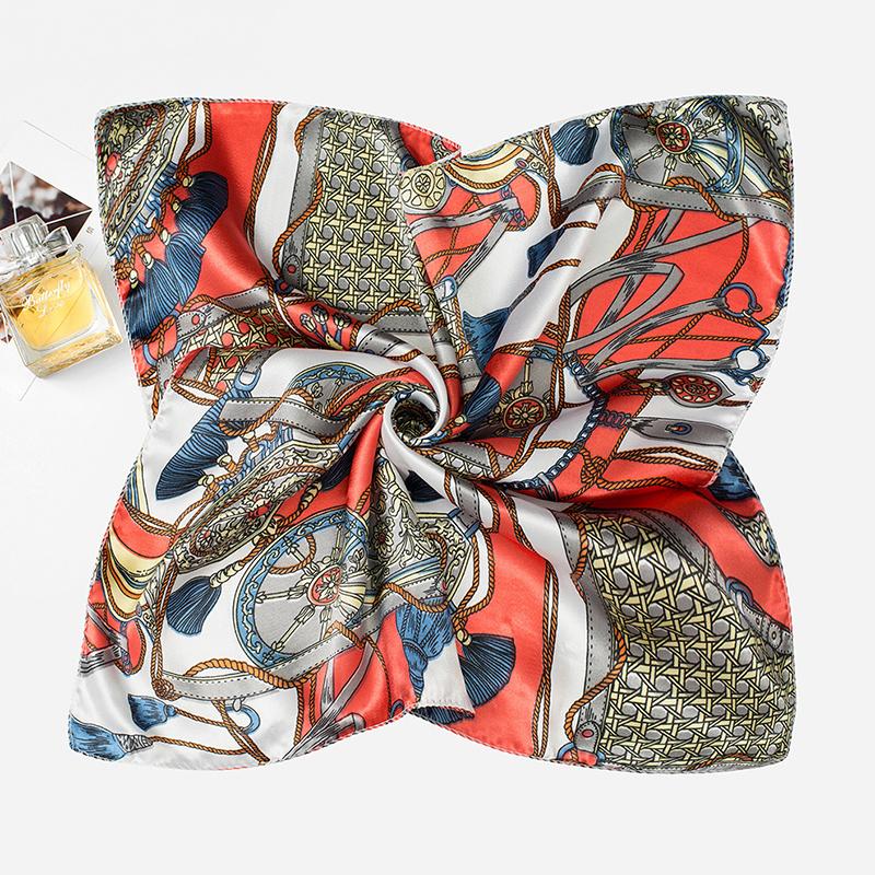 1Pc Square Elegant Bandana Fashionable Hijab Flight Attendants Women's Scarfs Polyester 50x50CM