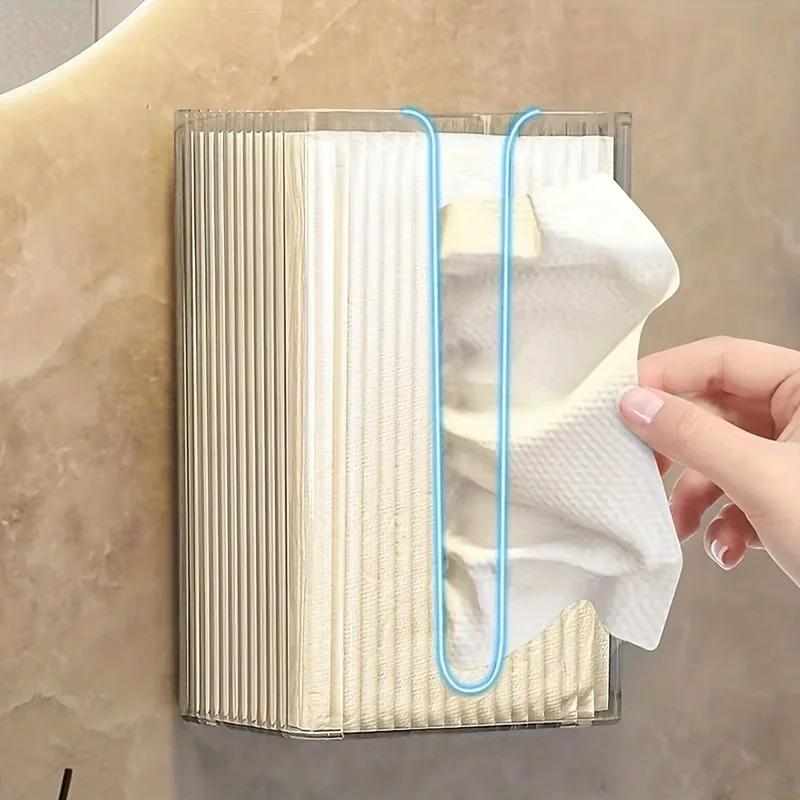 U-shaped Paper Dispenser Tissue Container Transparent Wall Mounted Tissue Box Holder with Capacity for Bathroom Easy