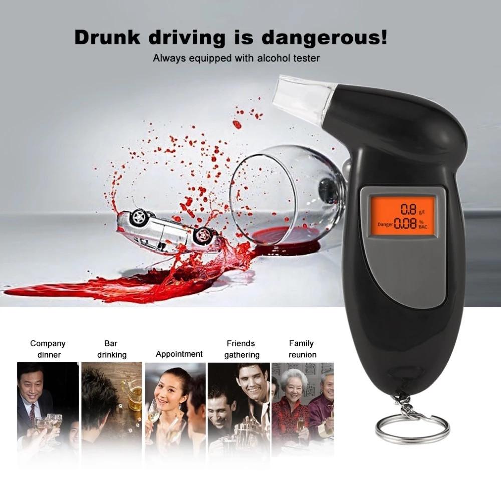 Přesně přenosný digitální dechový alkohol tester Profesionální dechový analyzátor Mini Police Alcotester LCD obrazovka Alkoholový dechový tester Podsvícení displeje