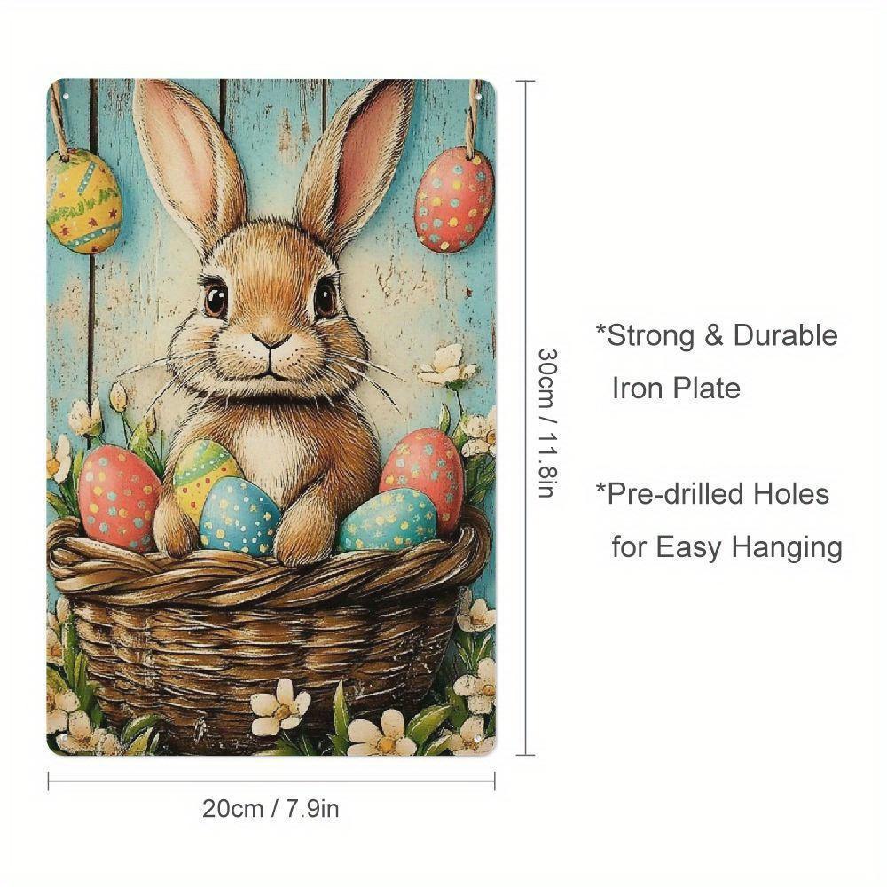 

Easter Eggs and Bunny Metal Sign Perfect for Cafes Kitchens Restaurants and Outdoor Garden Decorations 20x30cm（7.8x11.8inch）