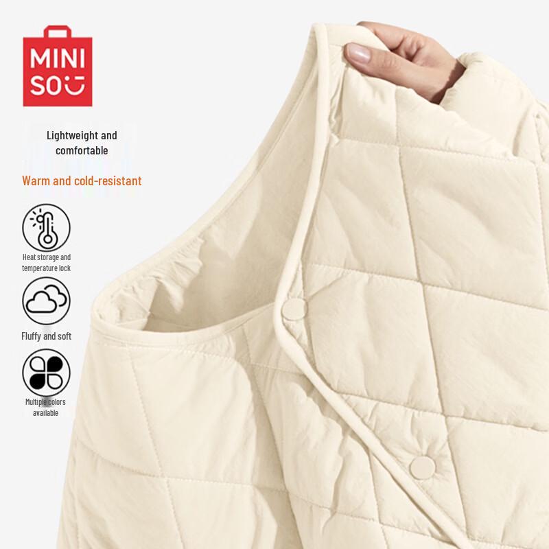 MINISO Men s Lightweight Collarless Fleece-lined Padded Winter Jacket L