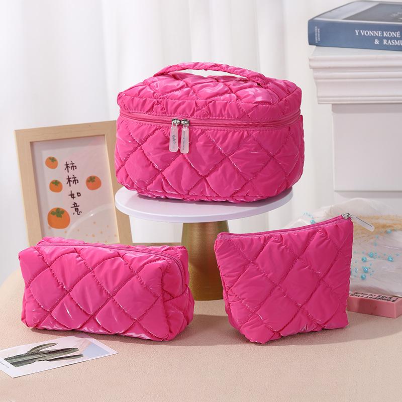 Solid color cosmetic bag three-piece portable high-value toilet bag large-capacity portable waterproof storage bag