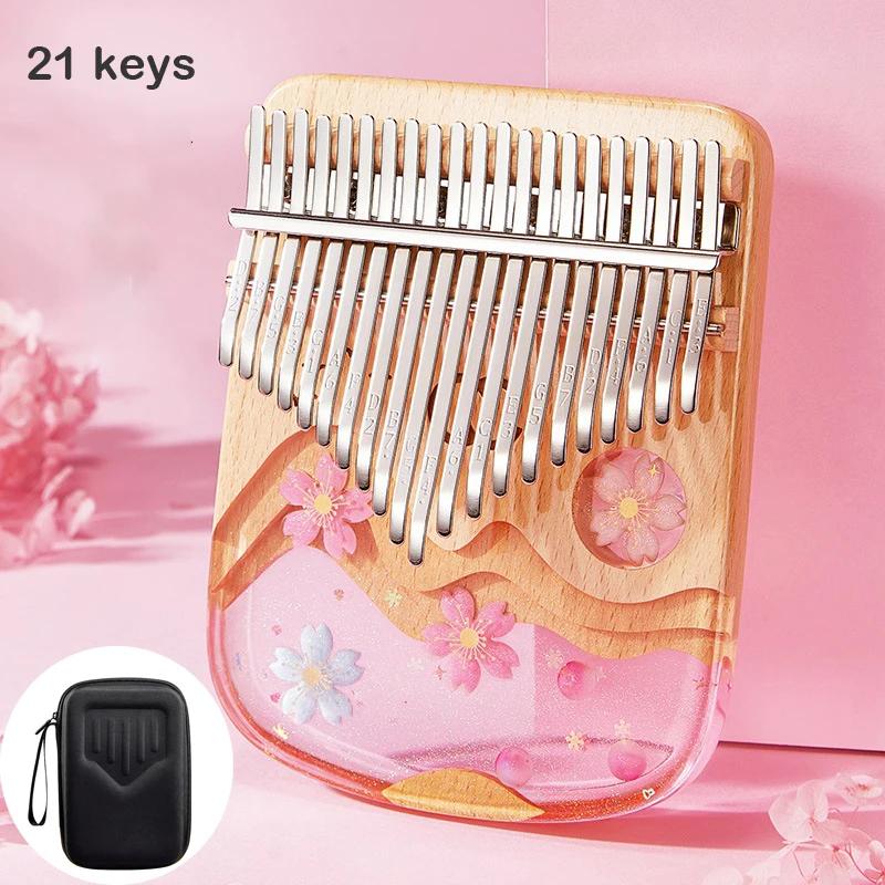 High-end Kalimba 21 Keys Thumb Piano Musical Instrument Professional Kalimba 21 Keys Finger Piano Sakura Kalimba