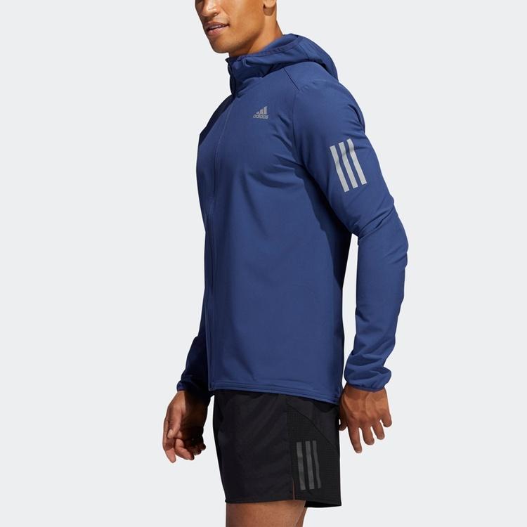 adidas Solid Color Running Sports Hooded Jacket Blue Men's FR0800