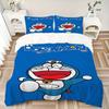 Set Lenzuola 3 Pezzi Stampa Doraemon Adventure Copripiumino con 2 Federe Cuscino Regalo di Compleanno per la Casa