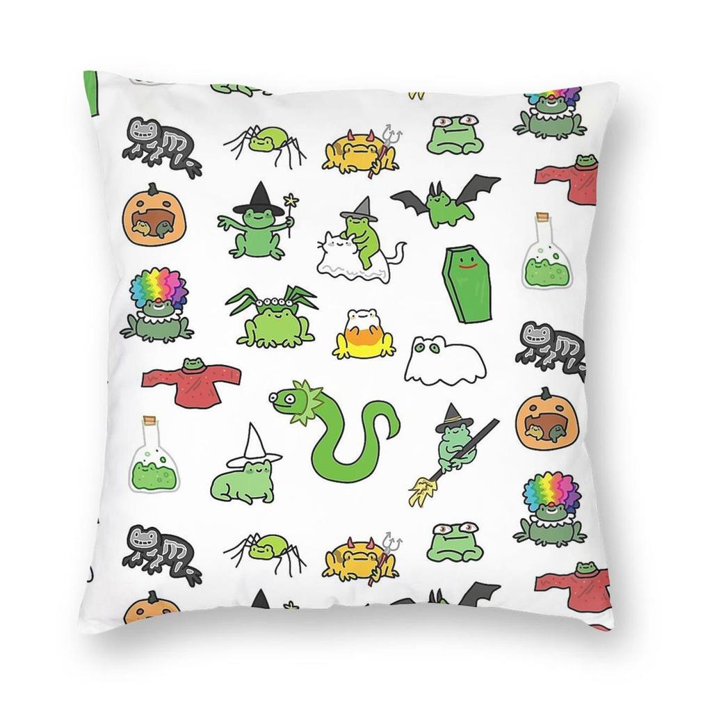 Spooky Frogs Scare Away Depression Square Pillowcase Polyester Linen Velvet Pattern Zip Decorative Pillow Case Sofa Cover