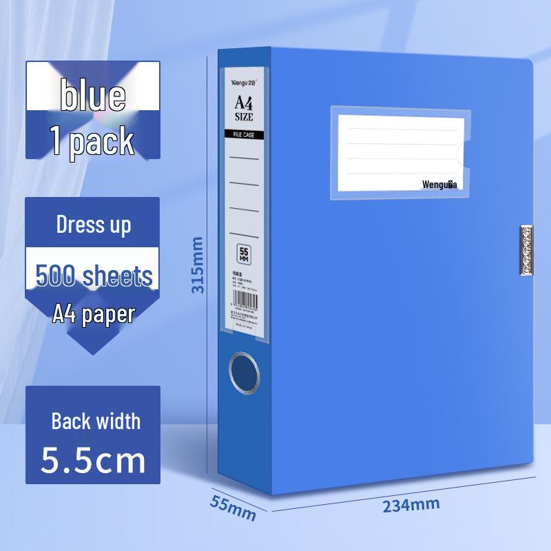 A4 Blue Plastic Folding Document Storage Box with Integrated Archive