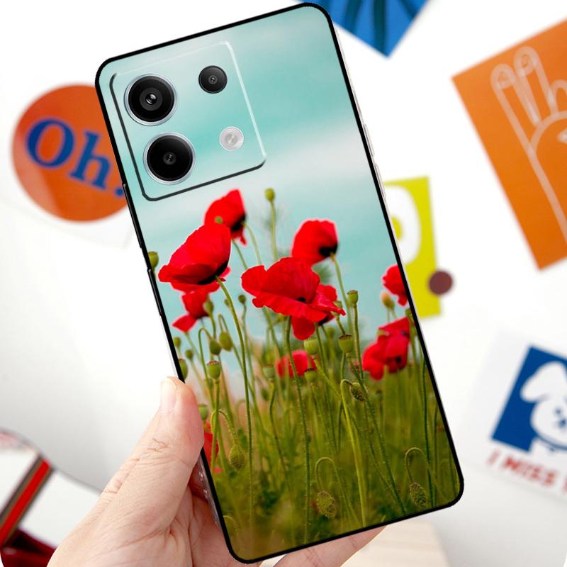 Red Corn Poppy Flower Funda For Xiaomi Redmi Note 14 10 11 12 13 Pro 11S 12S Case For Redmi 15 15C 13C 12C 10C 14C