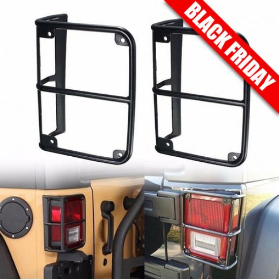 Steel Rear Tail Light Lamps Guards Trim Replacement For 2007-17 Jeep Wrangler JK