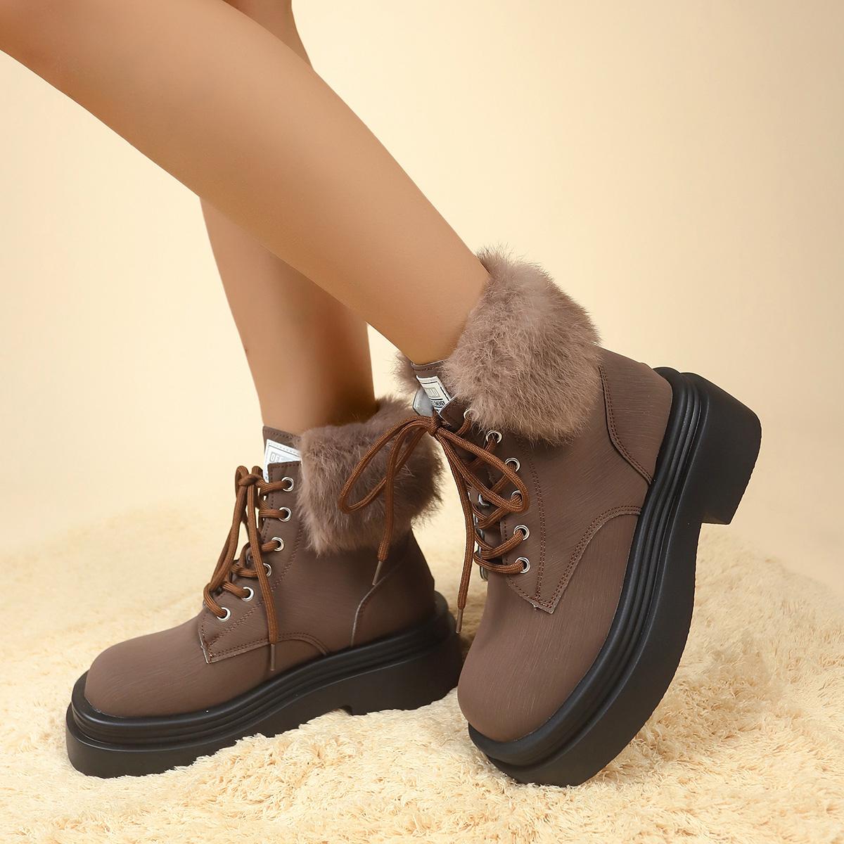 

Зимние женские ботильоны с круглым носком и бархатной платформой, сохраняющей тепло, женские ботинки, повседневные женские ботинки на платформе для активного отдыха 40