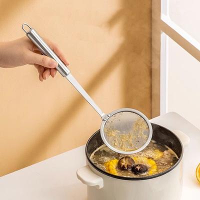 Cuillère d'écumoire à mailles fines, écumoire professionnelle en acier inoxydable 304 de qualité alimentaire à Long manche, lavable au lave-vaisselle