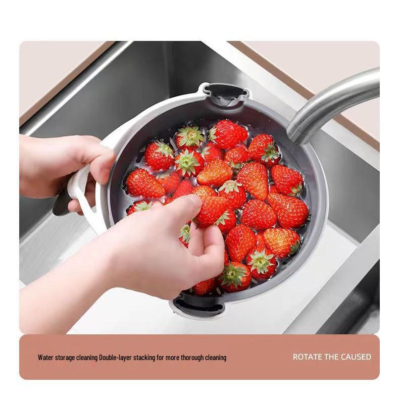 Multifunctional Double-Layer Kitchen Grater: Potato Shredder, Vegetable Washer & Cutter, Slicer Basket