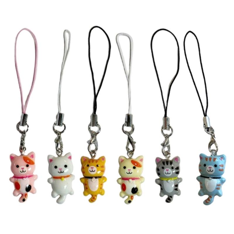 Lovely Cartoon Cat Key Chain Charming Feline Pendant Anti-Lost Chain Jewelry 1