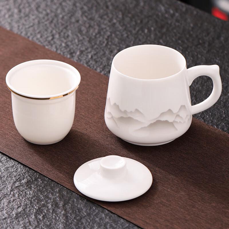 Ink Landscape Ceramic Tea Mug with Lid and Filter