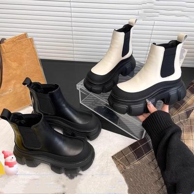 European Station Platform Martin Boots Women's Short Boots 2025 Autumn and Winter New Velvet British Style Chelsea Cigarette Boots Women