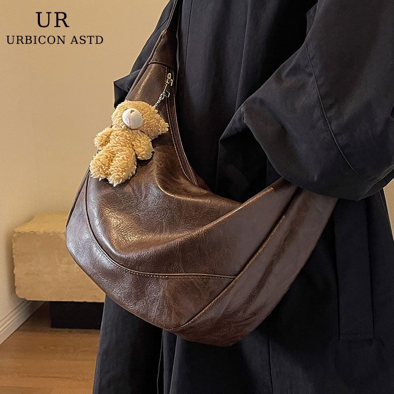 

Accessible Luxury Women s Fall and Winter Fancy Niche Style Crossbody Bag Brown with pendant