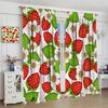 Pink Strawberry Curta Cute Red Fruits Flowers Green Leaf Summer Nature Fruits Print Window Drapes For Bedroom Living Room