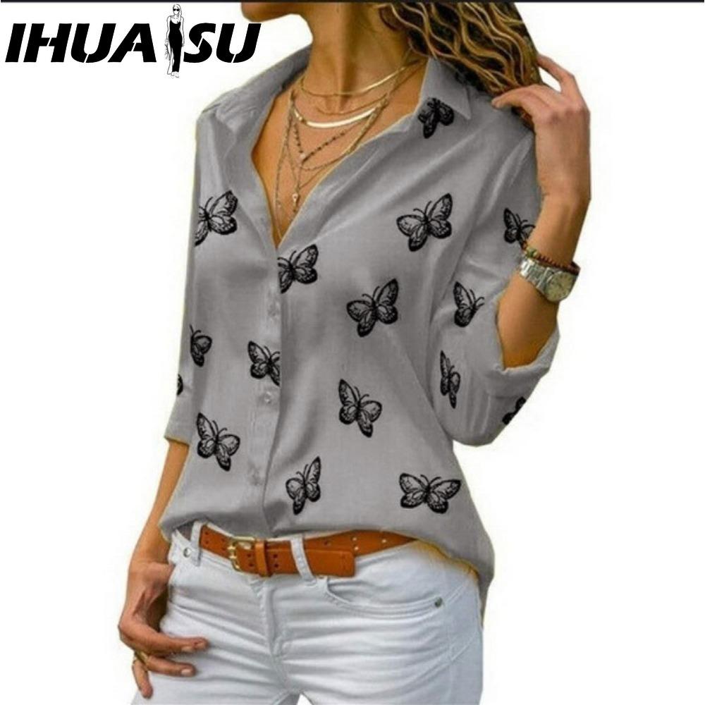 IHUASU Women's Fashion Casual  Long Sleeve POLO Neck Blouses & Shirts