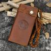 Crazy Horse Leder Retro Herren Langbörse Oberleder Rindsleder Geprägt Mehrere Kartenfächer
