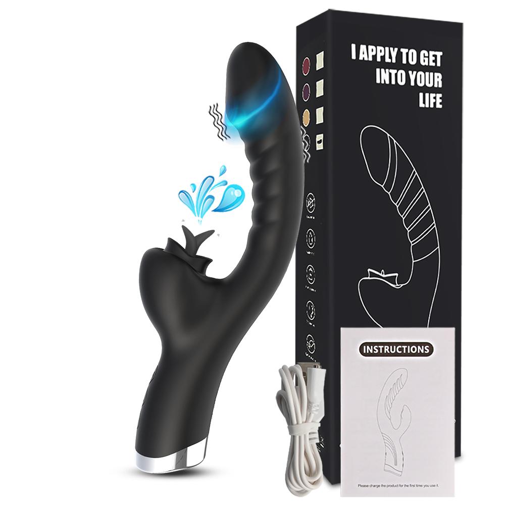 Vibrator pentru femei 2 în 1 Mașină de lins Stimulator de clitoris G-Spot Puternic vibrator Dildo Baghetă Femeie Clitoris Sucker Jucării sexuale pentru adulți