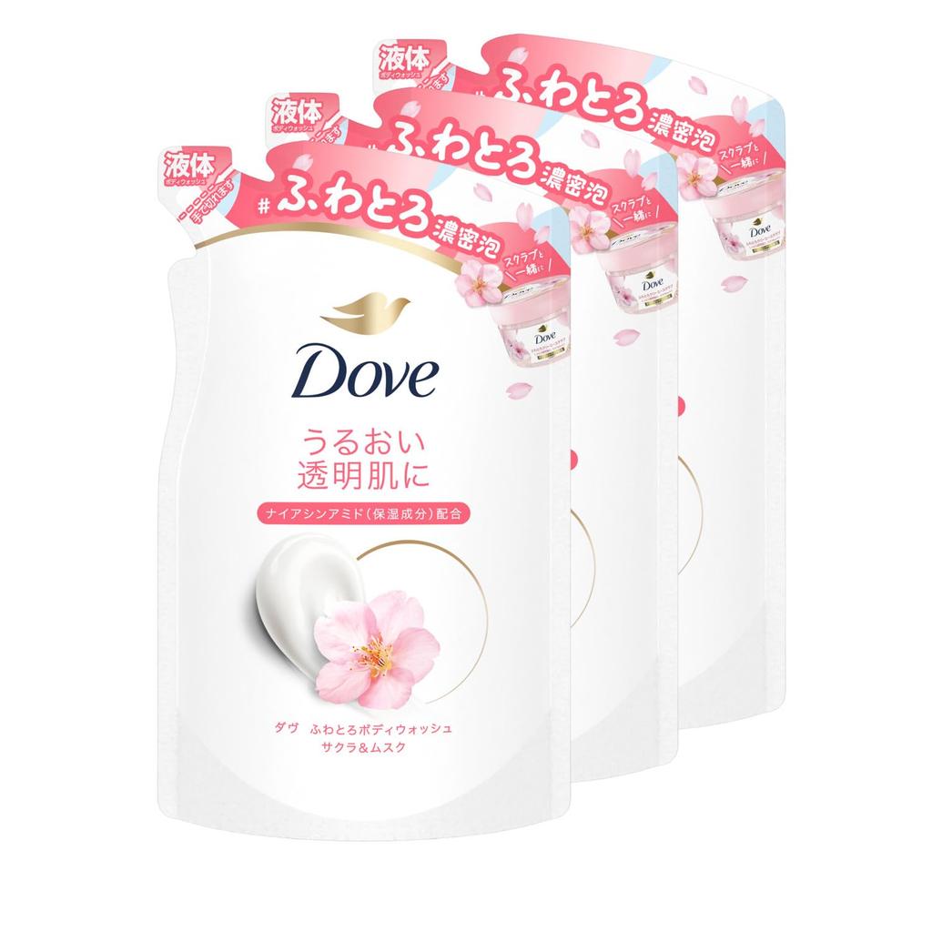 Dove Body Soap, Soft & Creamy Body Wash, Sakura & Musk, Refill Pack of 3 (340g X 3)