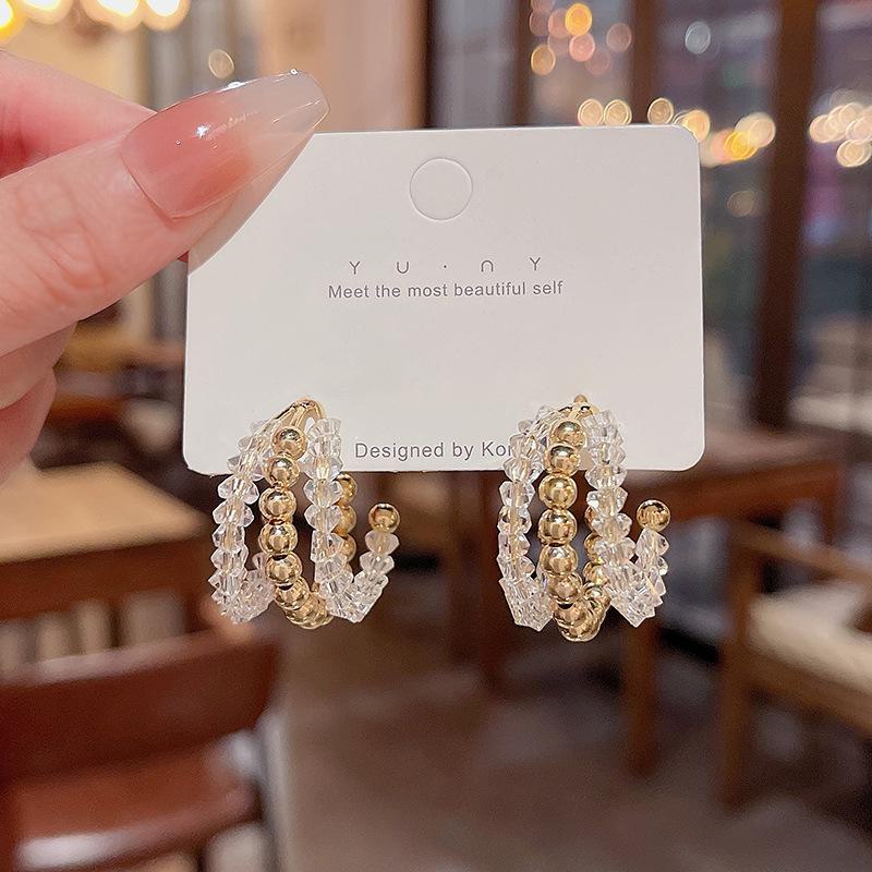 

Роскошные серьги C-образной формы из серебряных игл S925 для женщин - Модный многослойный универсальный дизайн золотой