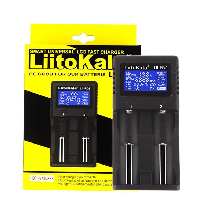 Dual-Slot Charger for 18650/26650 Lithium, AA/AAA Ni-MH, & 3.2V LiFePO4 Batteries