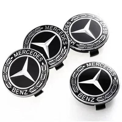 2026 New 4PCS 75mm Metal Emblem Car Wheel Center Hub Cap Cover Badge For Mercedes Benz AMG GLK GLE GLC W203 W206 W220 W205 W211 W212 W201