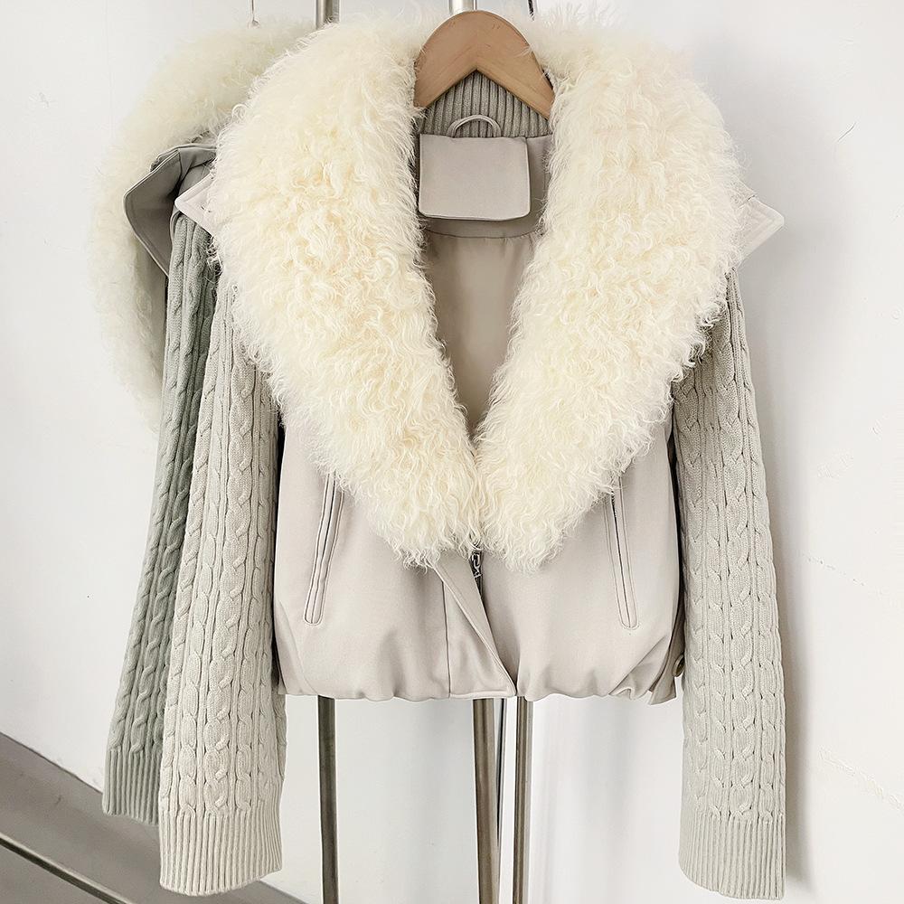 Autumn and winter removable natural real wool collar warm jacket women's fashion casual versatile down jacket new
