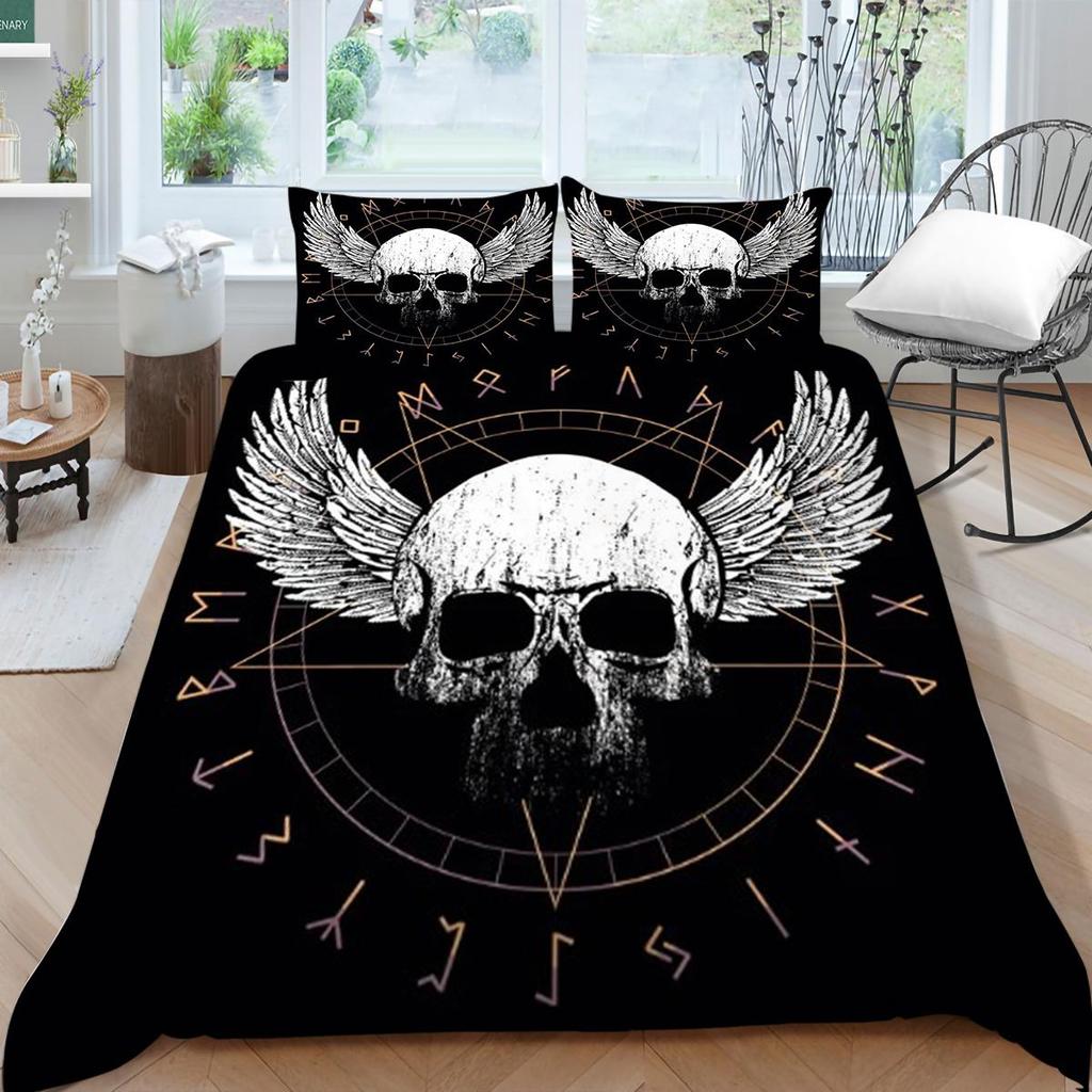 Skull Style Bedding Sets 3D Home Bedclothes Breathable Pillowcase Polyester Teen Children Highend Duvet Cover
