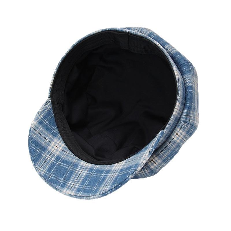 Cute kitten ears plaid octagonal hat women's autumn and winter British college style shows the face of the small versatile newsboy hat tide