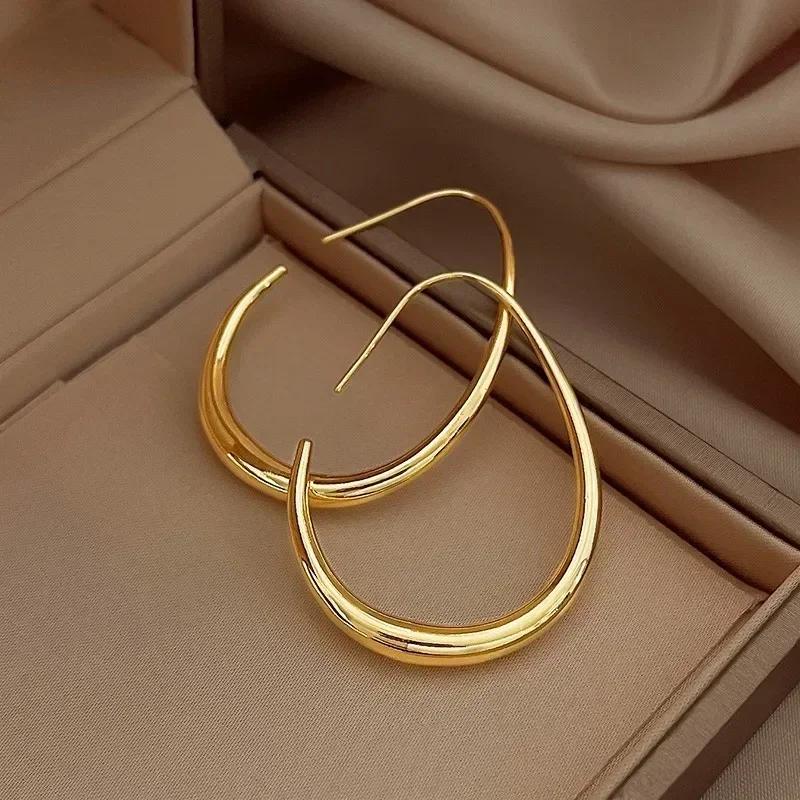 Hot Sale Geometric Oval Hoop Earrings for Women Simple Desgin Earrings Party Wedding Fashion Jewelry Accessories 2026 золотой
