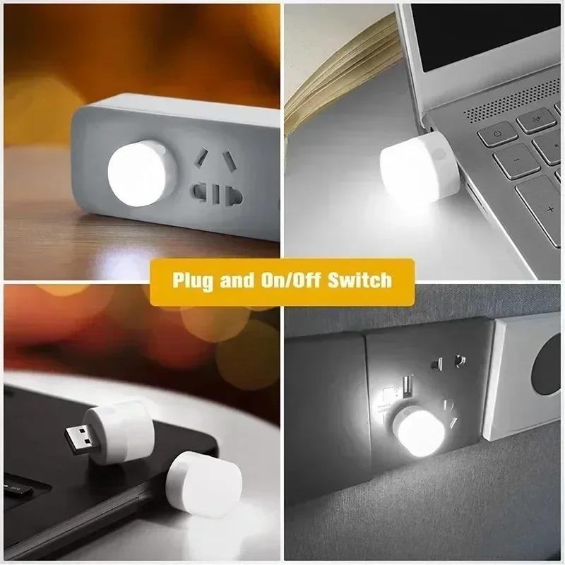 Mini USB Night Lights Warm White Light Eye Protection Book Reading Lamps USB Plug Computer Mobile Power Charging LED Lamp Bulbs