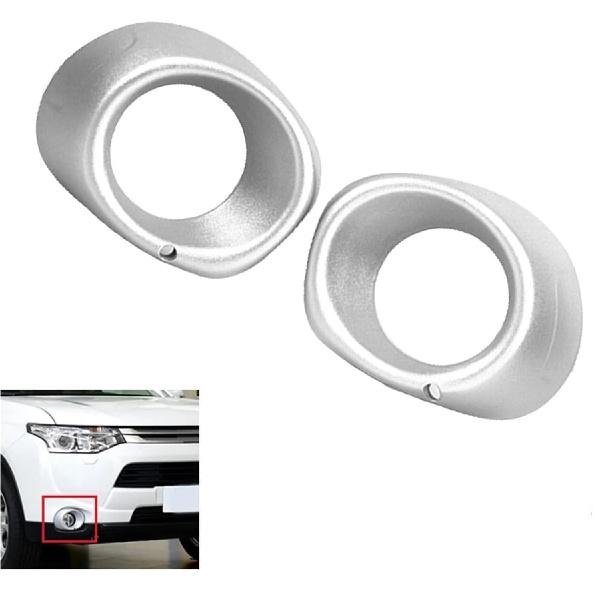 2Pcs Front Bumper Fog Light Lamp Cover Frame Bezel Left&Right Compatible For Mitsubishi Outlander 2013 2014 2015 6400D571 6400D572(Black)