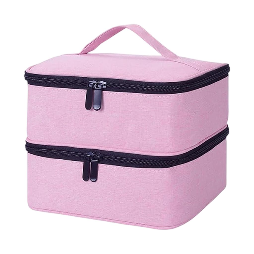 EVA Padded Nails Polish Organizers Bag Double Layer Storage for Bottles Lamp Set Professional Portable Carrying Case