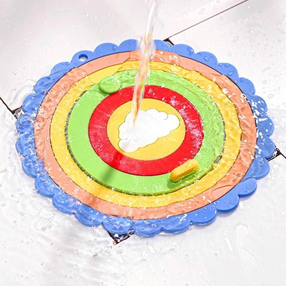 Creative Cartoon Rainbow Floor Drain Cover Thickened Convenient Bathroom Drain Stopper Simple Silicone Pad Hair Catcher Kitchen