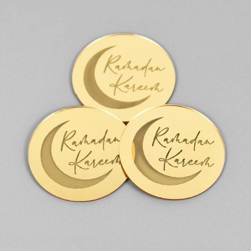 5/10 Stück Eid Mubarak Acryl Cupcake Topper Gold Ramadan Kareem Kuchen Topper Islamisches Muslimisches Festival Party Kuchen DIY Dekorationen