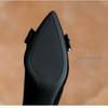 2025 New Spring Autumn Women's French High Heels - Pointed Toe Stiletto Low Heel, Elegant Black Bowknot Single Shoes XCY-6688-5