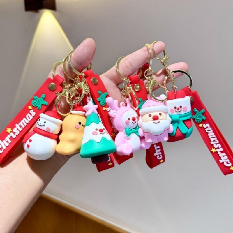 Cartoon Weihnachten Schlüsselanhänger Niedlicher Weihnachtsmann Elch Weihnachtsbaum Schlüsselanhänger Rucksack Anhänger Dekoration Zubehör Jahresgeschenke